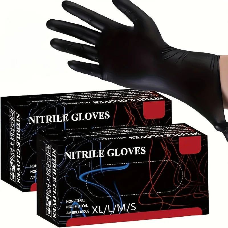 Gants Jetables en Nitrile Noir — Lot de 20, 50 ou 100 Pièces, Sans Latex, Usage Médical & Professionnel