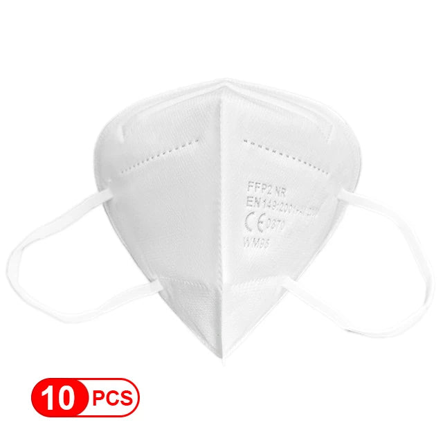 Masque FFP2 Homologué CE — 5 Couches, Anti-Poussière & Anti-Virus, Lot de 10, 30 ou 50