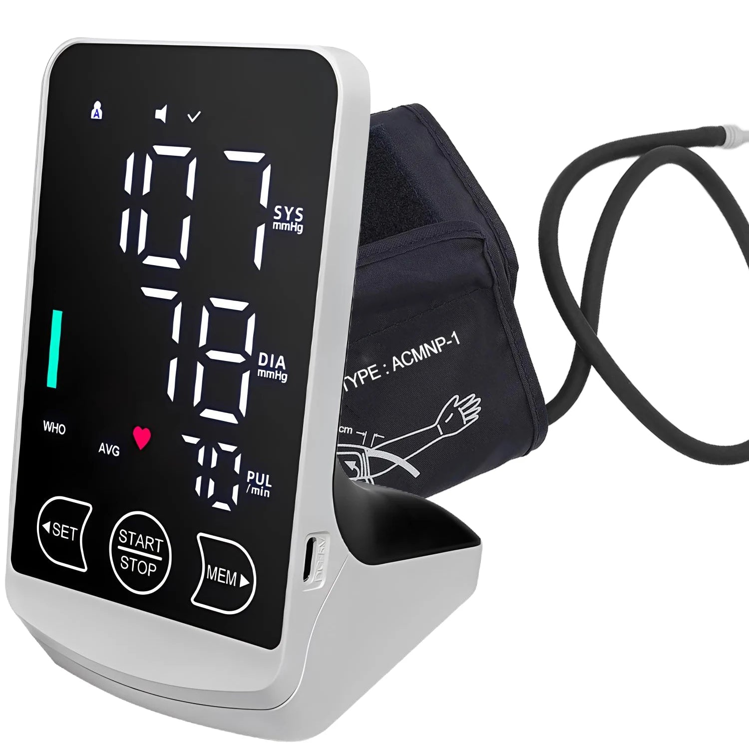 Tensiomètre Électronique à Brassard — Mesure Précise de la Tension Artérielle, Rechargeable