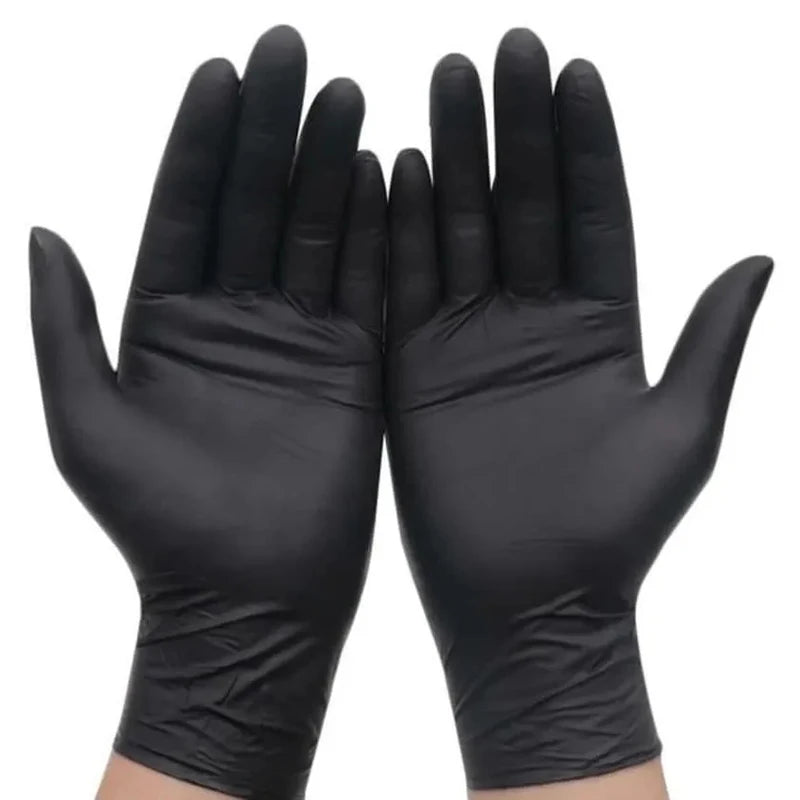 Gants Jetables en Nitrile Noir — Lot de 20, 50 ou 100 Pièces, Sans Latex, Usage Médical & Professionnel