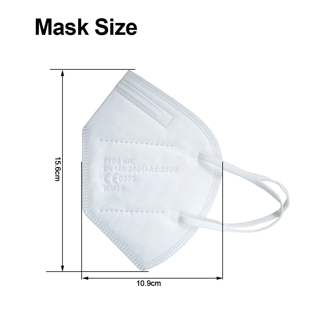 Masque FFP2 Homologué CE — 5 Couches, Anti-Poussière & Anti-Virus, Lot de 10, 30 ou 50