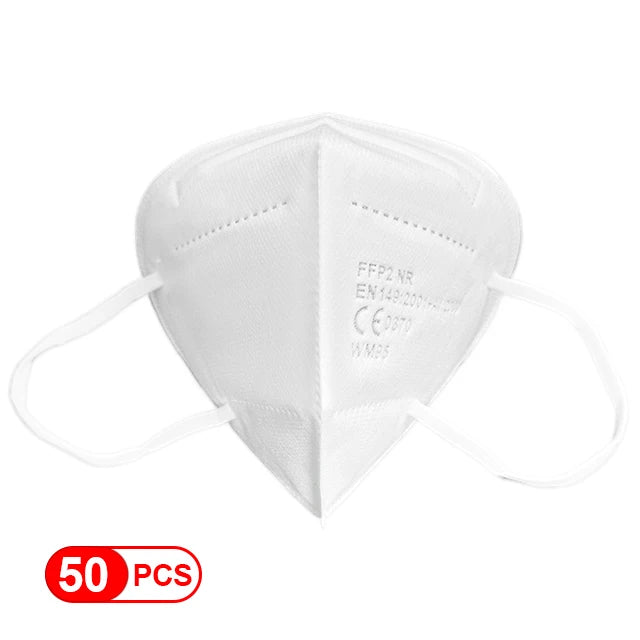 Masque FFP2 Homologué CE — 5 Couches, Anti-Poussière & Anti-Virus, Lot de 10, 30 ou 50