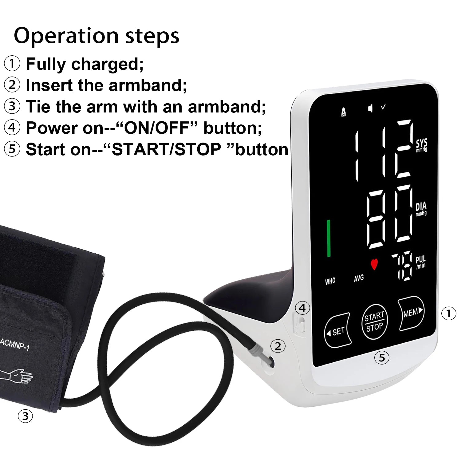 Tensiomètre Électronique à Brassard — Mesure Précise de la Tension Artérielle, Rechargeable