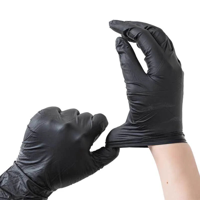 Gants Jetables en Nitrile Noir — Lot de 20, 50 ou 100 Pièces, Sans Latex, Usage Médical & Professionnel