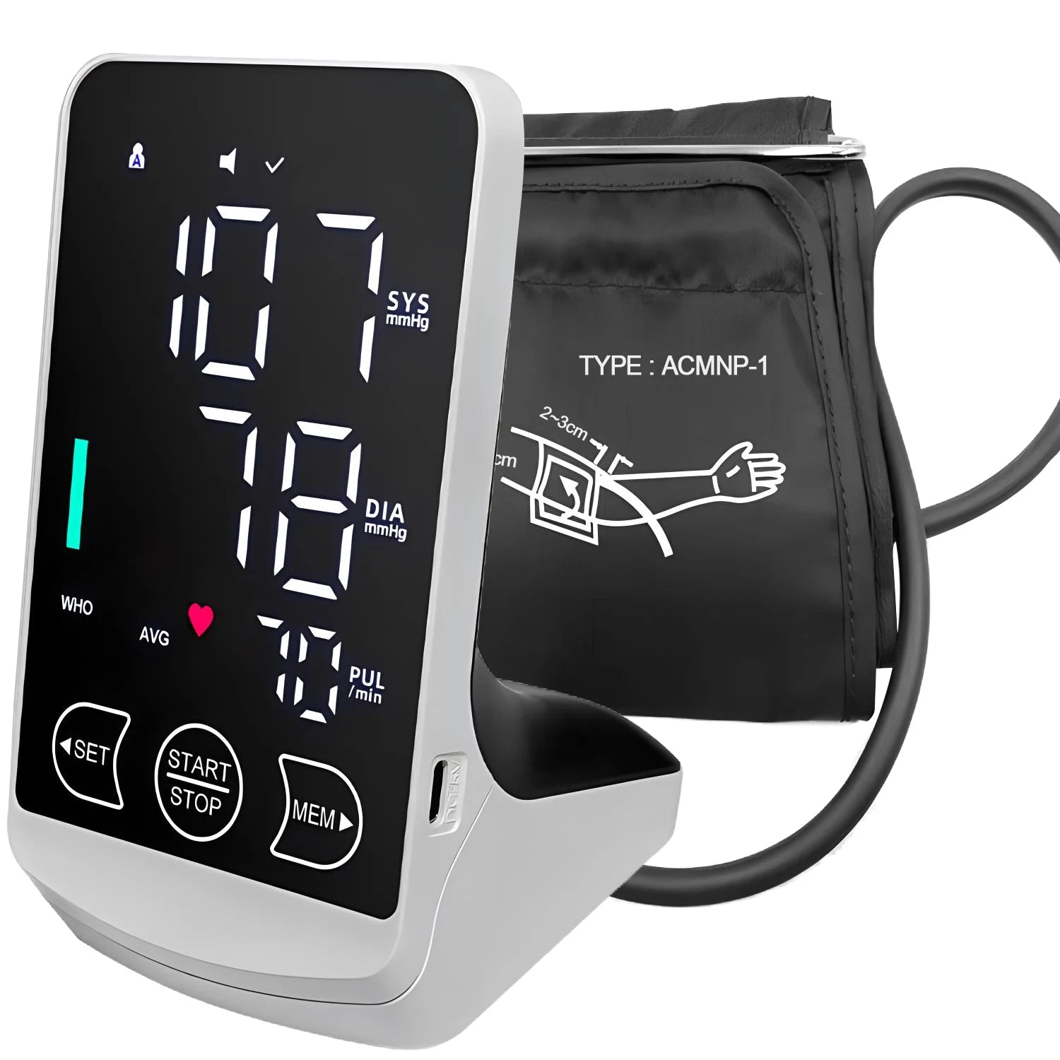 Tensiomètre Électronique à Brassard — Mesure Précise de la Tension Artérielle, Rechargeable